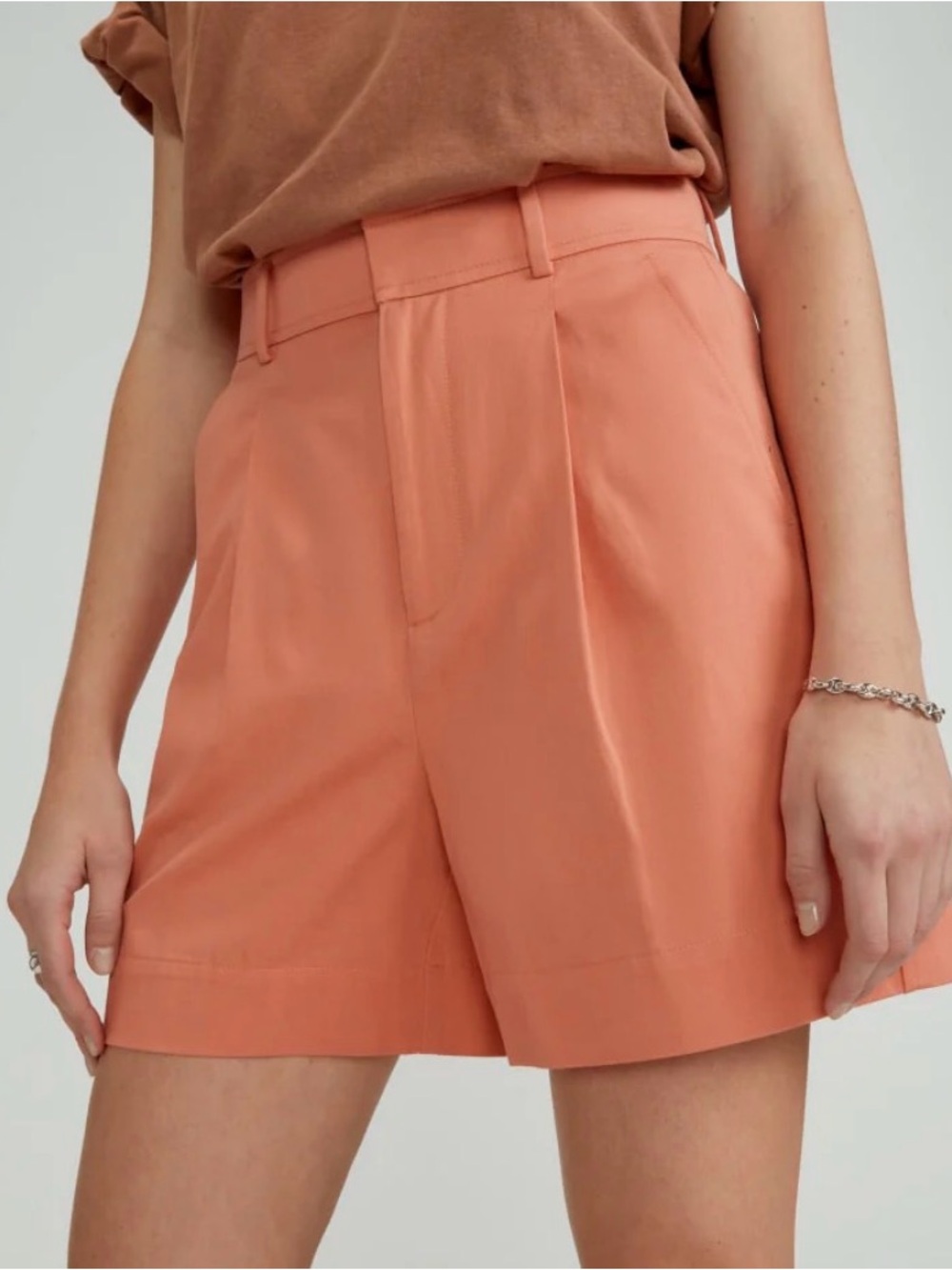 Everlane Women's Pleated Slouchy Cotton‎ Shorts Size 2 Terracotta Minimalist